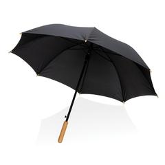 Vue Parapluie 23" en rPET et bambou ouverture auto Impact AWARE™ de couleur noir| Krokrodeal