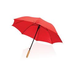 Vue Parapluie 23" en rPET et bambou ouverture auto Impact AWARE™ de couleur rouge| Krokrodeal