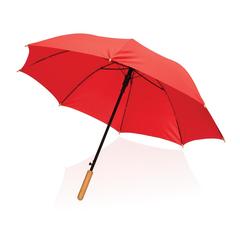 Vue Parapluie 23" en rPET et bambou ouverture auto Impact AWARE™ de couleur rouge| Krokrodeal