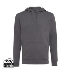 Vue Sweat à capuche en coton recyclé Iqoniq Jasper de couleur gris| Krokrodeal
