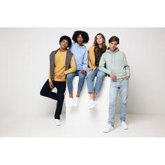 Vue Sweat à capuche en coton recyclé Iqoniq Jasper de couleur gris| Krokrodeal