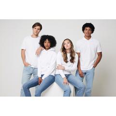 Vue Sweat à capuche en coton recyclé Iqoniq Jasper de couleur blanc| Krokrodeal