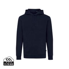Vue Sweat à capuche en coton recyclé Iqoniq Jasper de couleur bleu| Krokrodeal
