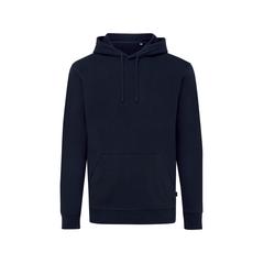Vue Sweat à capuche en coton recyclé Iqoniq Jasper de couleur bleu| Krokrodeal