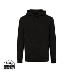 Vue Sweat à capuche en coton recyclé Iqoniq Jasper de couleur noir| Krokrodeal
