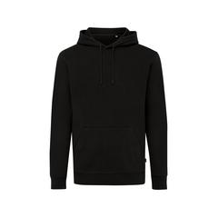 Vue Sweat à capuche en coton recyclé Iqoniq Jasper de couleur noir| Krokrodeal