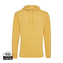 Vue Sweat à capuche en coton recyclé Iqoniq Jasper de couleur jaune| Krokrodeal