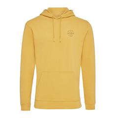 Vue Sweat à capuche en coton recyclé Iqoniq Jasper de couleur jaune| Krokrodeal
