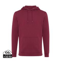 Vue Sweat à capuche en coton recyclé Iqoniq Jasper de couleur rouge| Krokrodeal