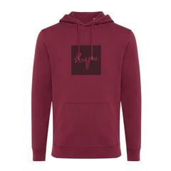 Vue Sweat à capuche en coton recyclé Iqoniq Jasper de couleur rouge| Krokrodeal