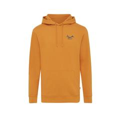 Vue Sweat à capuche en coton recyclé Iqoniq Jasper de couleur orange| Krokrodeal