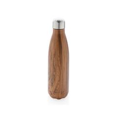 Vue Bouteille isotherme en acier avec effet bois de couleur marron| Krokrodeal