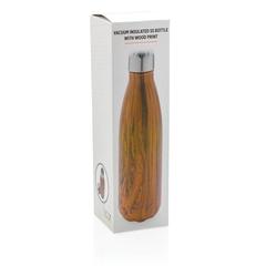 Vue Bouteille isotherme en acier avec effet bois de couleur marron| Krokrodeal