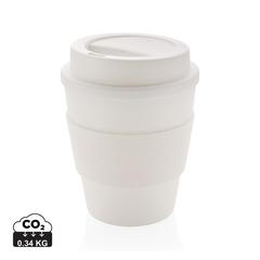 Vue Mug en PP recyclable avec couvercle à vis 350ml de couleur blanc| Krokrodeal