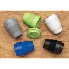 Vue Mug en PP recyclable avec couvercle à vis 350ml de couleur blanc| Krokrodeal