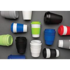 Vue Mug en PP recyclable avec couvercle à vis 350ml de couleur blanc| Krokrodeal