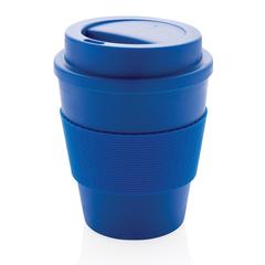 Vue Mug en PP recyclable avec couvercle à vis 350ml de couleur bleu| Krokrodeal