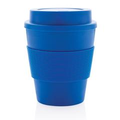 Vue Mug en PP recyclable avec couvercle à vis 350ml de couleur bleu| Krokrodeal