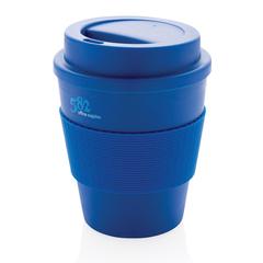 Vue Mug en PP recyclable avec couvercle à vis 350ml de couleur bleu| Krokrodeal