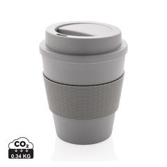 Vue Mug en PP recyclable avec couvercle à vis 350ml de couleur gris| Krokrodeal