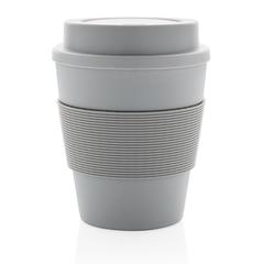 Vue Mug en PP recyclable avec couvercle à vis 350ml de couleur gris| Krokrodeal