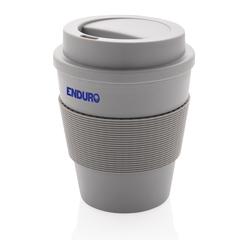 Vue Mug en PP recyclable avec couvercle à vis 350ml de couleur gris| Krokrodeal
