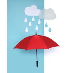 Vue Parapluie tempête 23" en rPET 190T Impact AWARE™ de couleur rouge| Krokrodeal