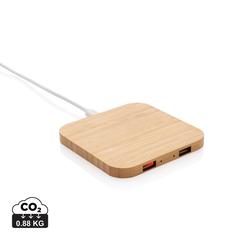 Chargeur sans fil 5W et USB en bambou publicitaire pas cher