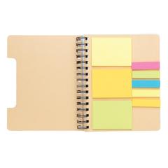 Vue Carnet de notes A5 Kraft avec notes autocollantes de couleur vert| Krokrodeal