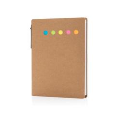 Vue Carnet A6 de notes autocollantes avec stylo de couleur marron| Krokrodeal