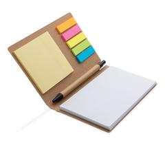 Vue Carnet A6 de notes autocollantes avec stylo de couleur marron| Krokrodeal