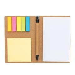 Vue Carnet A6 de notes autocollantes avec stylo de couleur marron| Krokrodeal