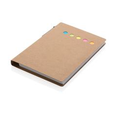 Vue Carnet A6 de notes autocollantes avec stylo de couleur marron| Krokrodeal