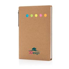 Vue Carnet A6 de notes autocollantes avec stylo de couleur marron| Krokrodeal