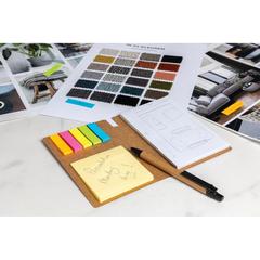 Vue Carnet A6 de notes autocollantes avec stylo de couleur marron| Krokrodeal