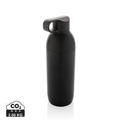 Vue Bouteille iso 540ml en acier inoxydable recyclée Flow RCS de couleur noir| Krokrodeal
