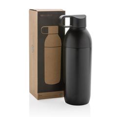 Vue Bouteille iso 540ml en acier inoxydable recyclée Flow RCS de couleur noir| Krokrodeal