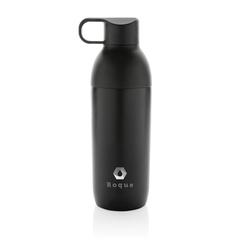 Vue Bouteille iso 540ml en acier inoxydable recyclée Flow RCS de couleur noir| Krokrodeal