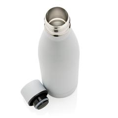 Vue Bouteille iso couleur pleine en acier inoxydable recyclé RCS de couleur blanc| Krokrodeal