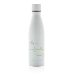 Vue Bouteille iso couleur pleine en acier inoxydable recyclé RCS de couleur blanc| Krokrodeal
