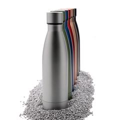 Vue Bouteille iso couleur pleine en acier inoxydable recyclé RCS de couleur blanc| Krokrodeal