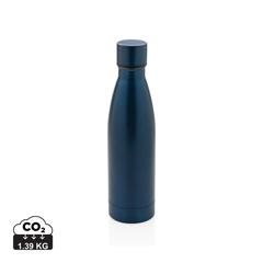 Vue Bouteille iso couleur pleine en acier inoxydable recyclé RCS de couleur bleu| Krokrodeal