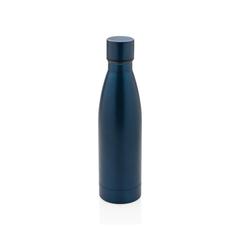 Vue Bouteille iso couleur pleine en acier inoxydable recyclé RCS de couleur bleu| Krokrodeal