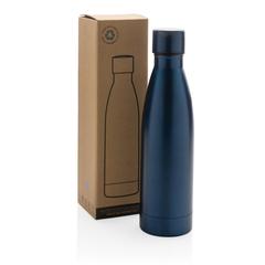 Vue Bouteille iso couleur pleine en acier inoxydable recyclé RCS de couleur bleu| Krokrodeal