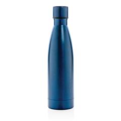 Vue Bouteille iso couleur pleine en acier inoxydable recyclé RCS de couleur bleu| Krokrodeal