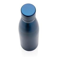 Vue Bouteille iso couleur pleine en acier inoxydable recyclé RCS de couleur bleu| Krokrodeal