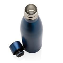 Vue Bouteille iso couleur pleine en acier inoxydable recyclé RCS de couleur bleu| Krokrodeal