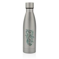 Vue Bouteille iso couleur pleine en acier inoxydable recyclé RCS de couleur gris| Krokrodeal