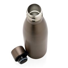 Vue Bouteille iso couleur pleine en acier inoxydable recyclé RCS de couleur marron| Krokrodeal