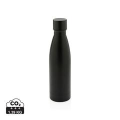 Vue Bouteille iso couleur pleine en acier inoxydable recyclé RCS de couleur noir| Krokrodeal